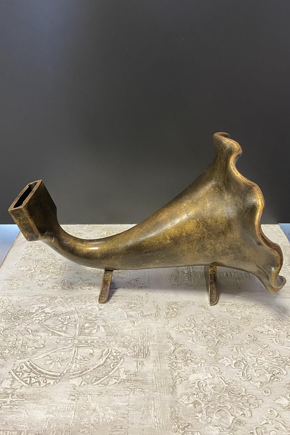 SODEF Decorative Gramophone Phone Holder Music Playing Retro Metal Polyester - Gold