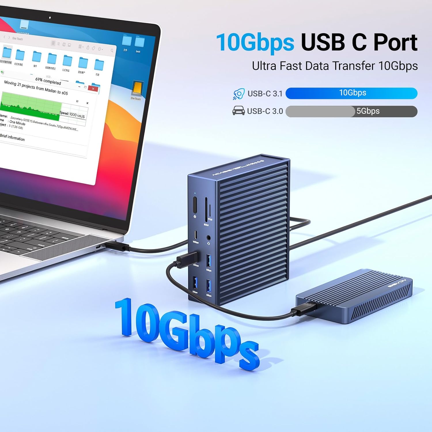 ACASIS USB C Docking Station Dual Monitor, 16-in-1 Laptpop Docking Station with 2* HDMI,VGA,2.5G Ethernet,SD/TF,10Gbps USB-C 3.1,3.5mm Audio,PD100W,USBC Hub for MacBook/Dell/Lenovo/HP/ThinkPad (Gray) Grey image 3 of 9 B0DZCMR7T4