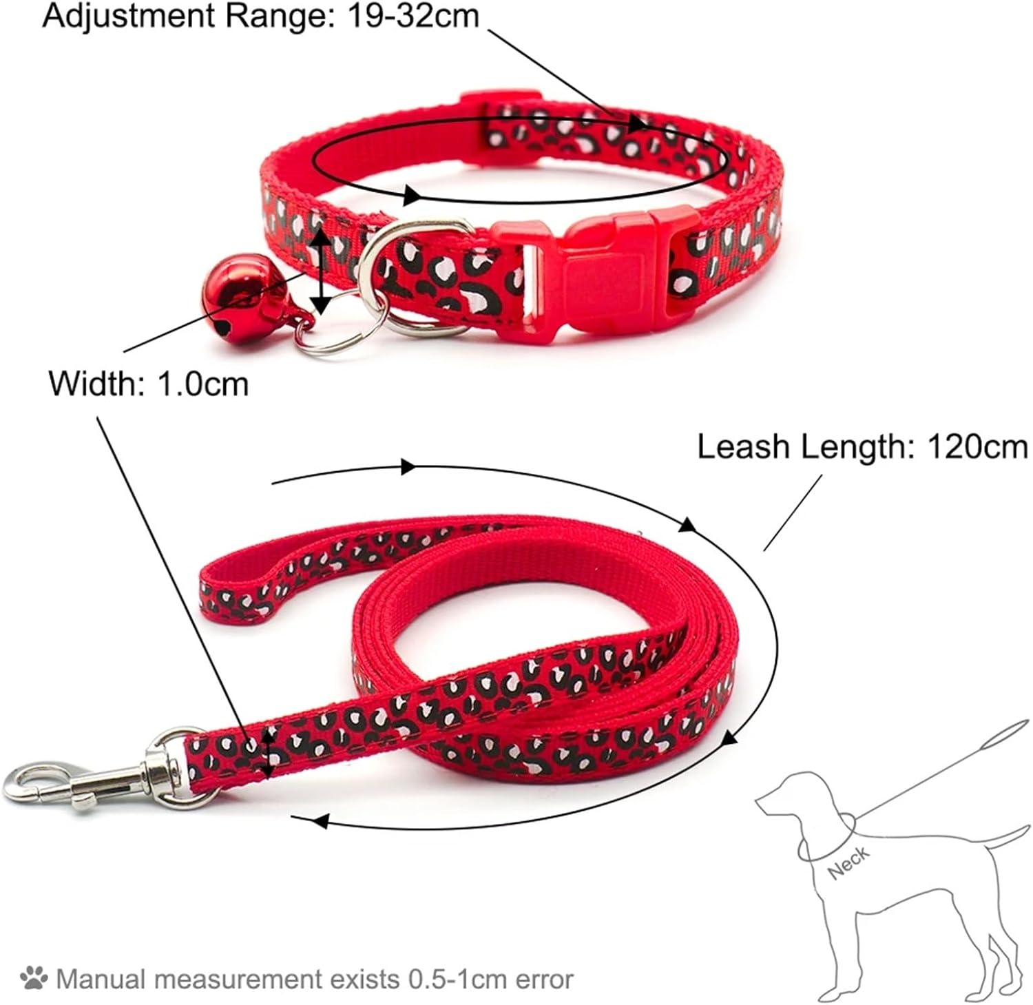 24Pcs Pet Supplies Small Cat Dog Leash Bone Decor Chest Strap Adjustable Dog Collar Harness Walking ID Accessories Anti-Lost(Red)