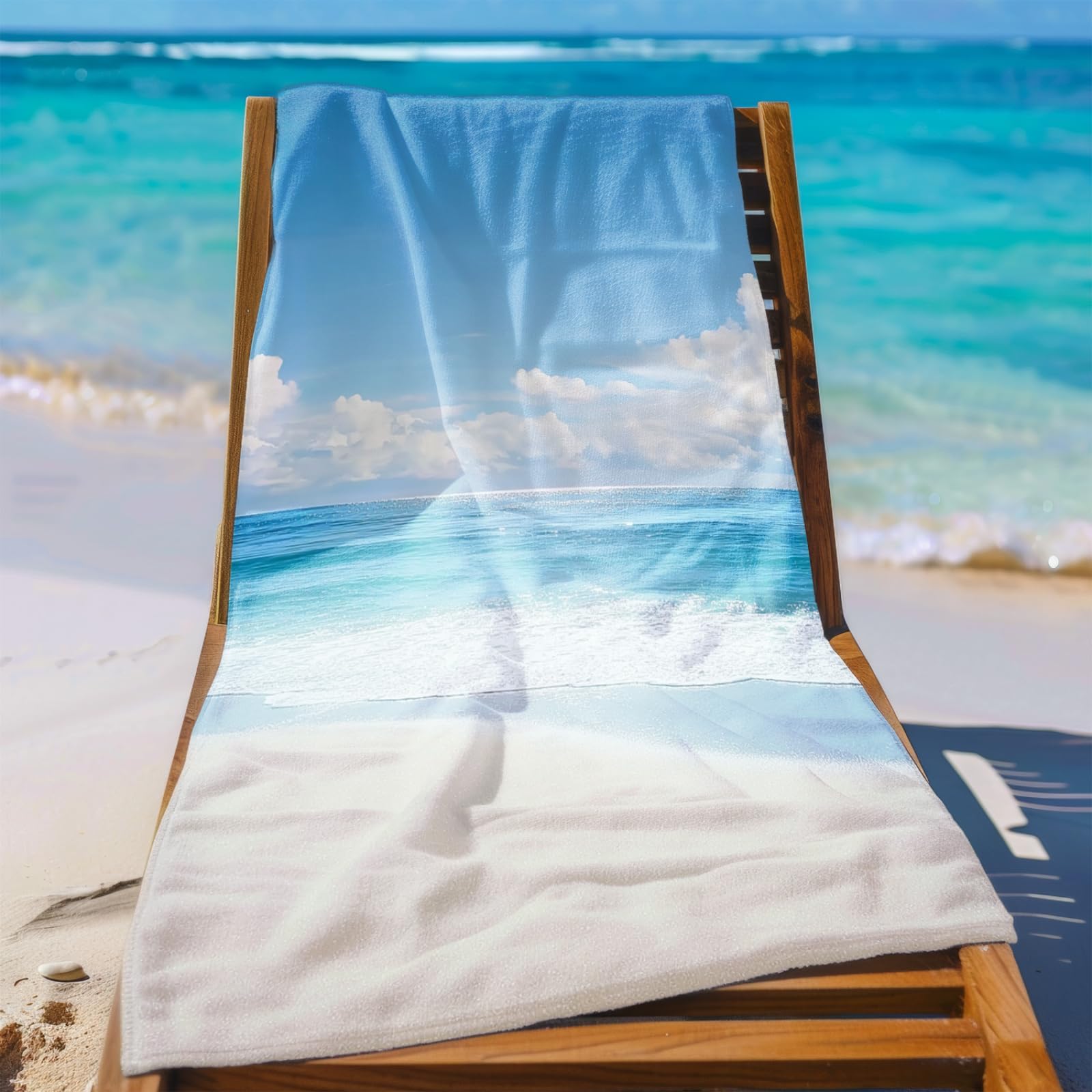 Microfibre Beach Towel 180x90cm Beach Blue Extra Large Pool Towels Perfect for Beach, Travel, All Ages,Quick-Dry, Sand-Free, Absorbent
