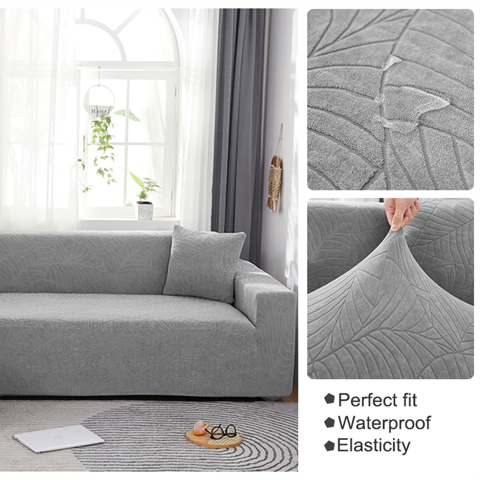 Copridivano con Penisola Elasticizzato Chaise Longue Cover per Sofa Copridivano Angolare Copridivano Poltrona Copridivano Sofà Fodere copridivano,Dark Gray,3 Seater 190~230cm