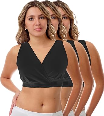 Underworks USA Arthritis Bra with Hook and Loop Front Closure - Sleep and Leisure Bra - Breastfeeding Bra - 3-Pack 3177