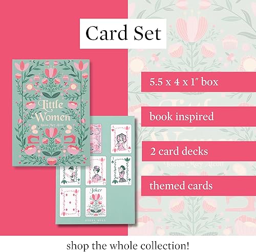 Miniatura 7 de Steel Mill & Co Book Lovers - Juego de 2 cartas para lectores en caja de almacenamiento temática de libros (mujeres pequeñas)