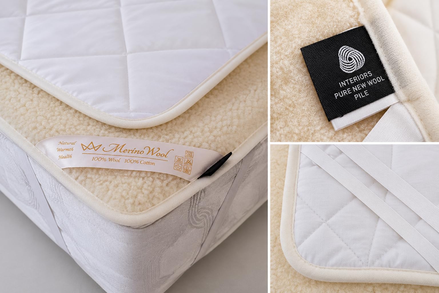 Merino Wool Bedding naturalny podkład wełniany na materac merynos, wełna owcza podszyty bawełną rozmiar 140/200cm
