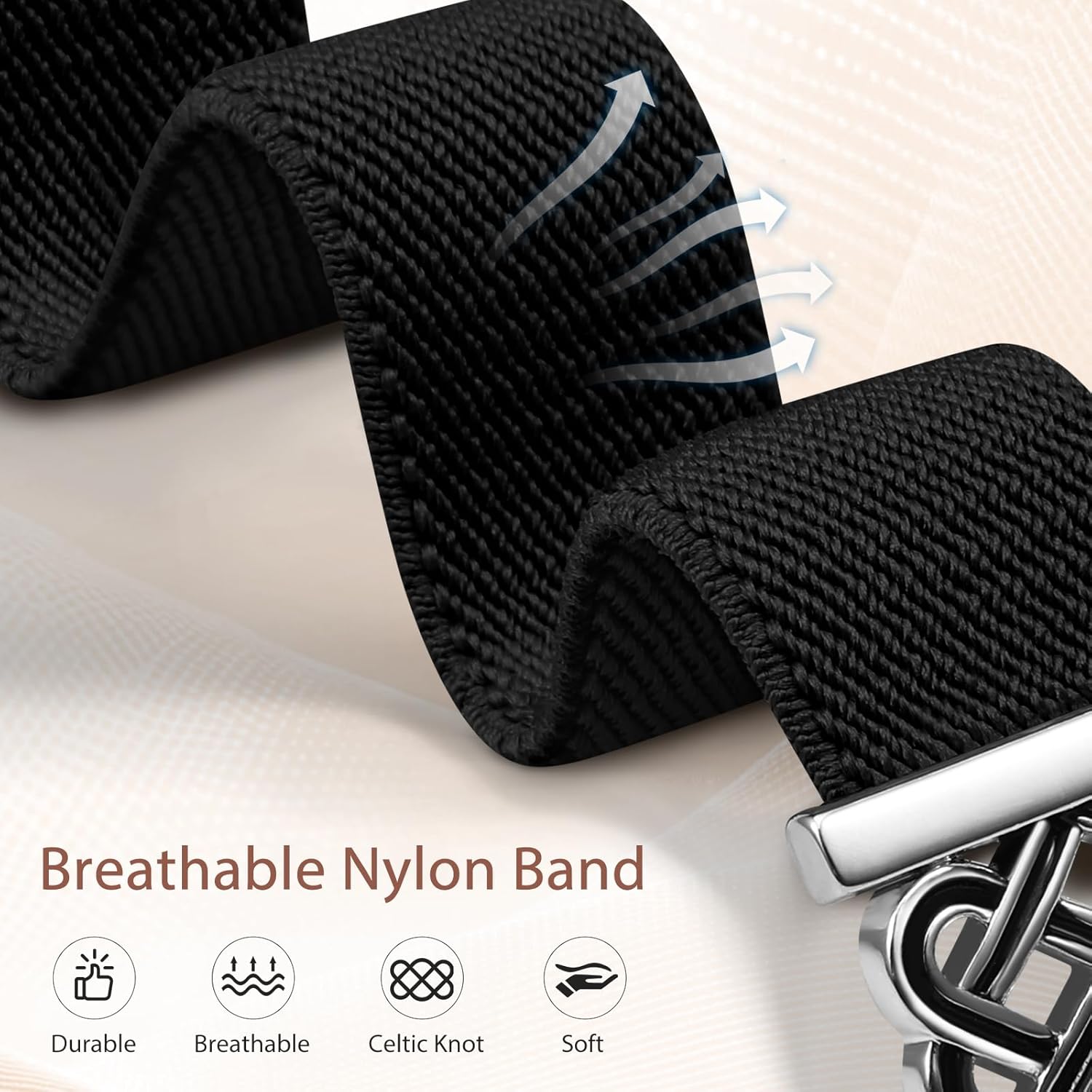 Minyee Magnetic Stretchy Band Compatible with Apple Watch Bands 38/40/41/42/44/45/46/49mm Women Men, Celtic Knot Soft Elastic Nylon Fabric Strap for iWatch Series 11 10 9 8 7 6 5 4 SE/Ultra 3 2 1 - Image 4