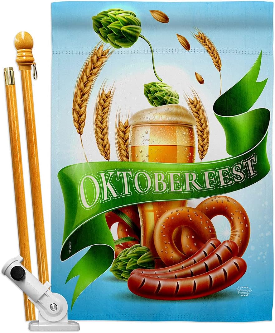 It Oktoberfest House Flag Beverages Beer Happy Hour Game Pong Party Ale Lager Craft Small Decorative Gift Yard Banner Made In USA 28 X 40
