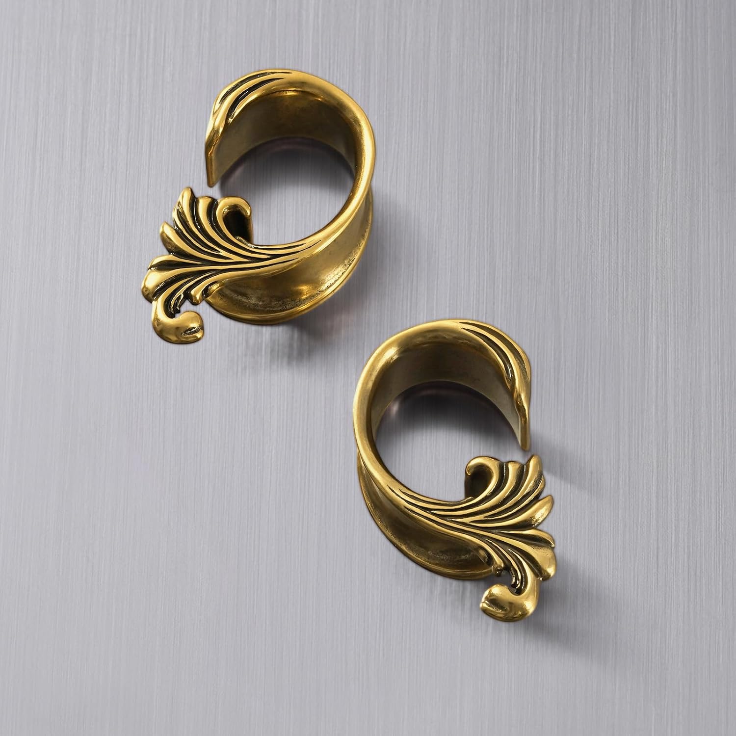 PUNKYOUTH 1 Pair Gothic Saddle Gauge Tunnels for Stretched Ears – Ocean Wave Baroque Double Flared Plug Jewelry for Women Men Alternative Gift 0g–25mm