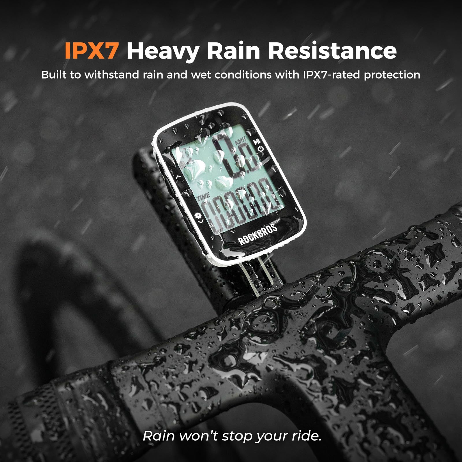 ROCKBROS Wodoodporny komputer rowerowy GPS IPX7, 2,3-calowy wyświetlacz z podświetleniem, bezprzewodowy prędkościomierz Bluetooth i synchronizacja Strava, bateria 600mAh do 18h