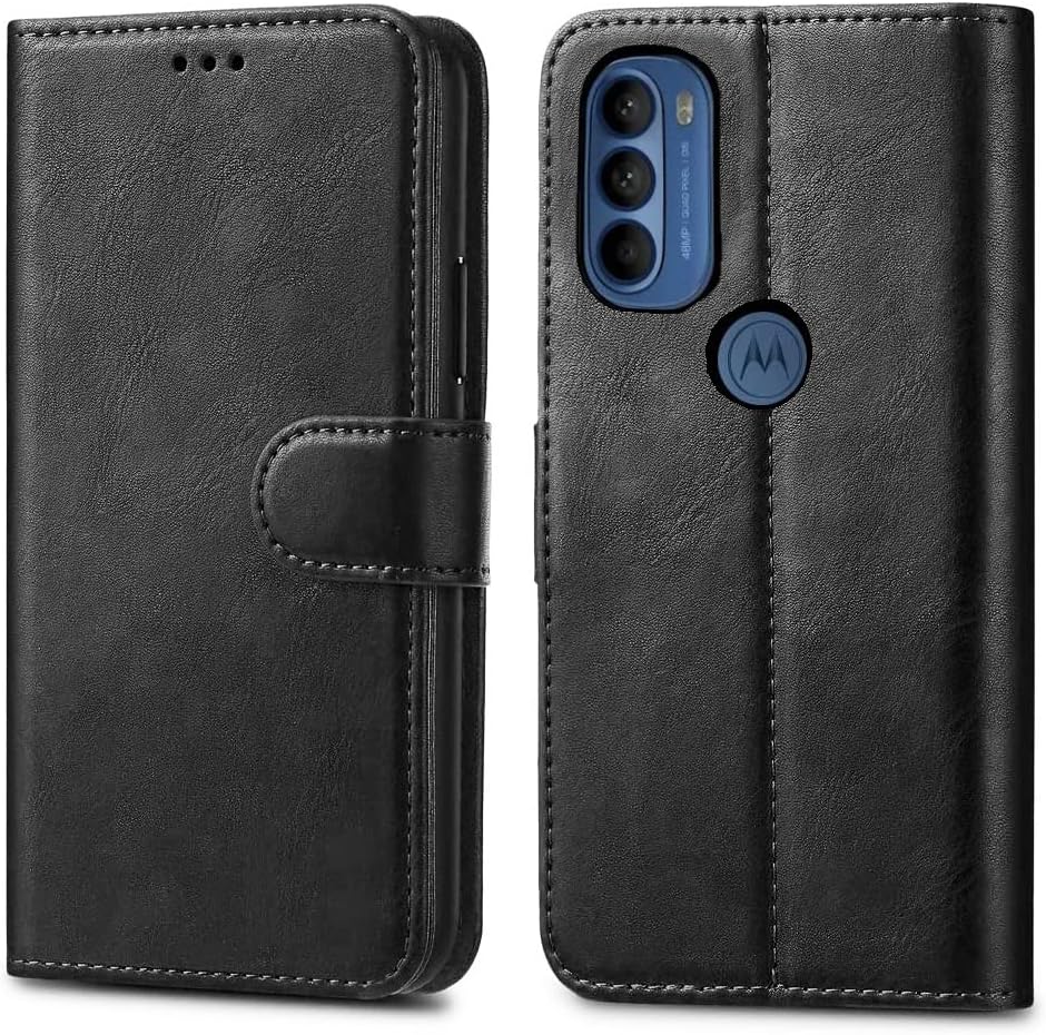 GAPlus PU Leather Flip Cover Wallet Case For Motorola Moto G31 / Moto G41 Card Holder Magnetic Kickstand Black