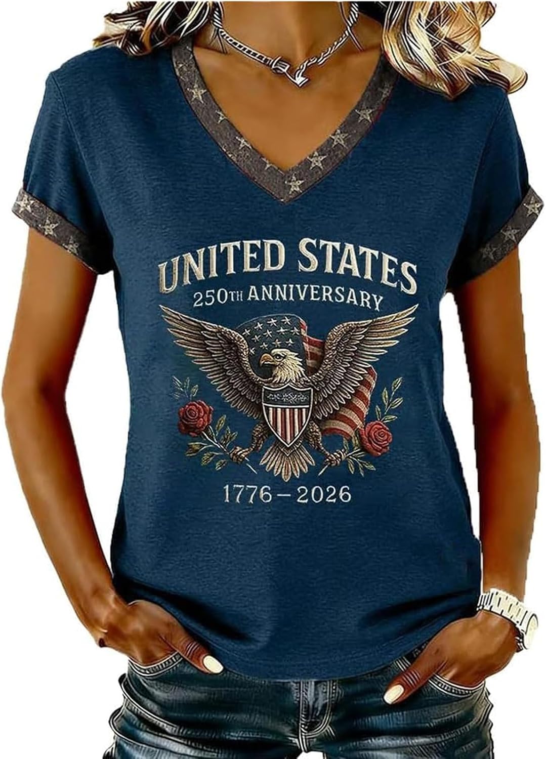250 Anniversary USA Tshirt Women USA 250th Anniversary Shirts Patriotic American Flag Eagle Tops 1776-2026 Shirt