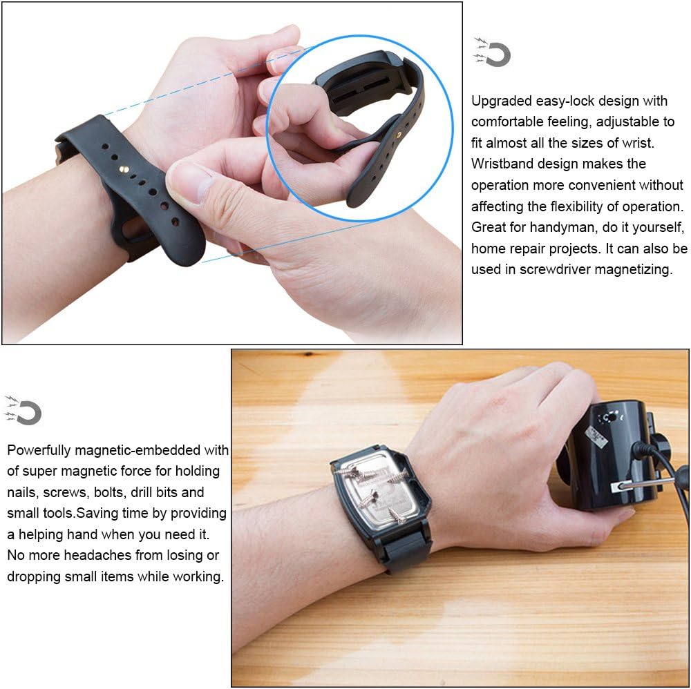 Magnetic Wristband Screws Nails Drill Bits Components Permanent Adsorption Loop for Storing Small Parts