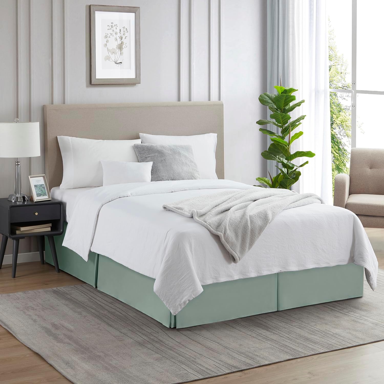 Amazon.com: Nestl Sage Green Full XL Bed Skirt - Full XL Size Bed Skirt ...