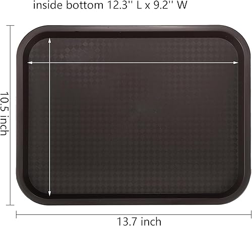 Miniatura 2 de Yarlung Paquete de 12 bandejas de plástico de comida rápida, bandejas rectangulares de 13.8 x 10.5 pulgadas, bandeja de servicio para restaurante