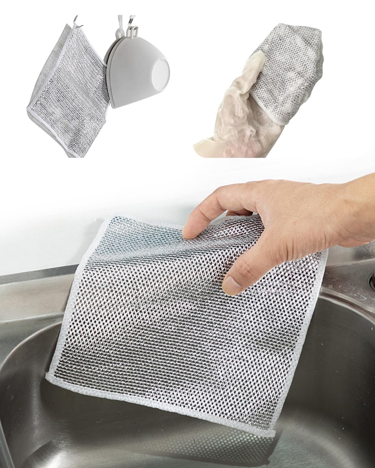 AVNISH Dish Wash Scrub Cloth Pad Sponge Double-Sided Stainless Steel Scrubber Multifunctional Non-Scratch Wire Dishcloth Reusable Dishwashing Rags for Wet and Dry Scrubs & Cleans for Dish Kitchen (1) (B0CVDX17M4) Amazon Price History, Amazon Price Tracker