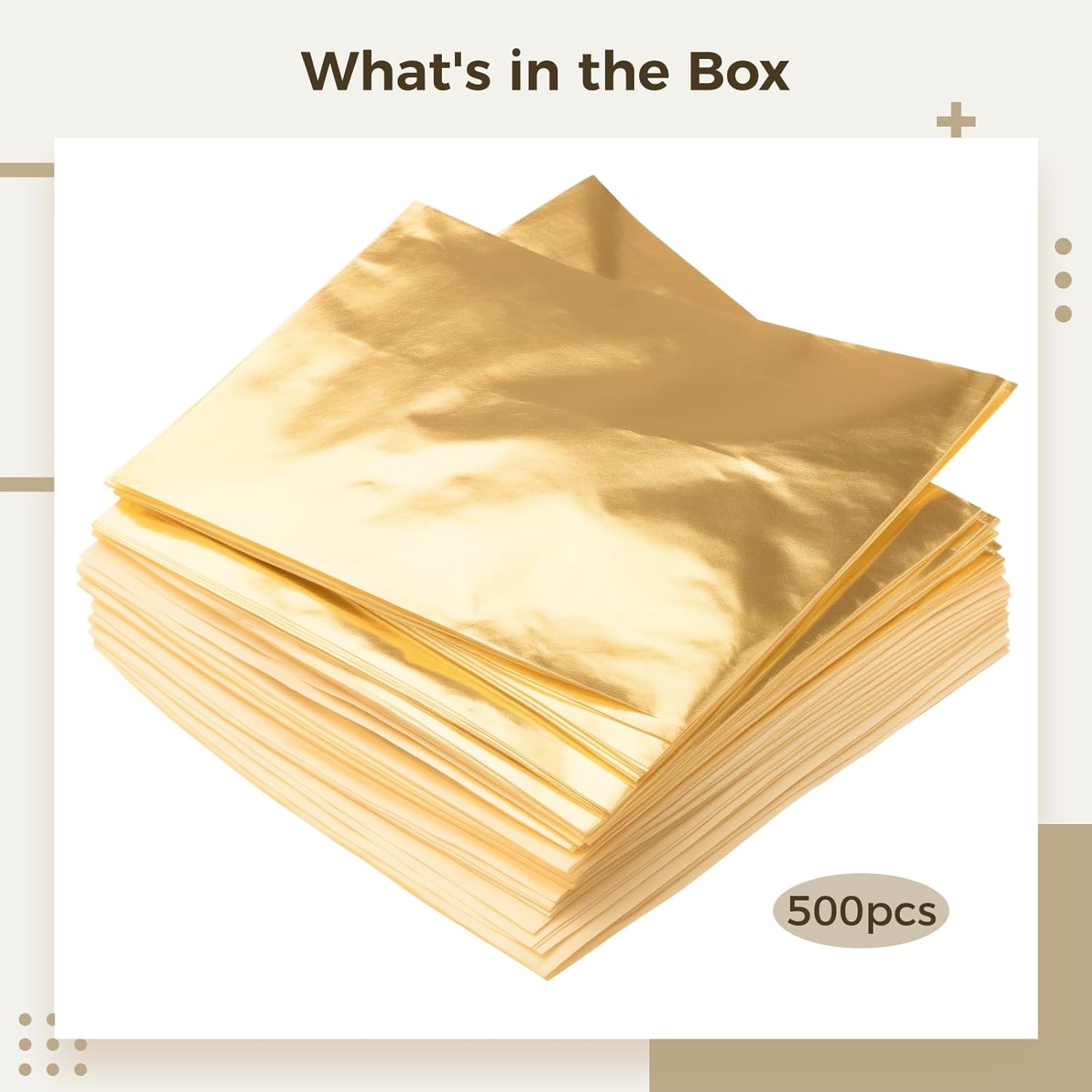 500 Sheets Of Gold Leaf Paper, Imitation Gold Foil For Crafts, Art, And Gilding, Metallic Decorative Sheets For Nail Art & Painting