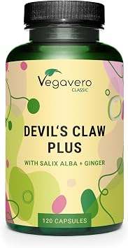 Vegavero Devil s Claw | 4400 mg 81 Extract | NO Additives, Lab-Tested | with White Willow Bark & Ginger | Natural Joint Support | Harpagophytum with 2% Harpagoside | 120 Capsules | Vegan