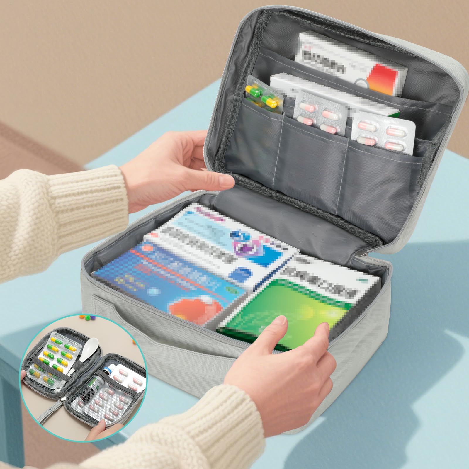 Romon Borsa Pronto Soccorso Viaggio, Impermeabile Kit di Pronto Soccorso Vuota, Alta capacità Borsa Medica Portatile Sportiva, Kit Medico Vuota per Viaggio Ufficio Casa All'aperto