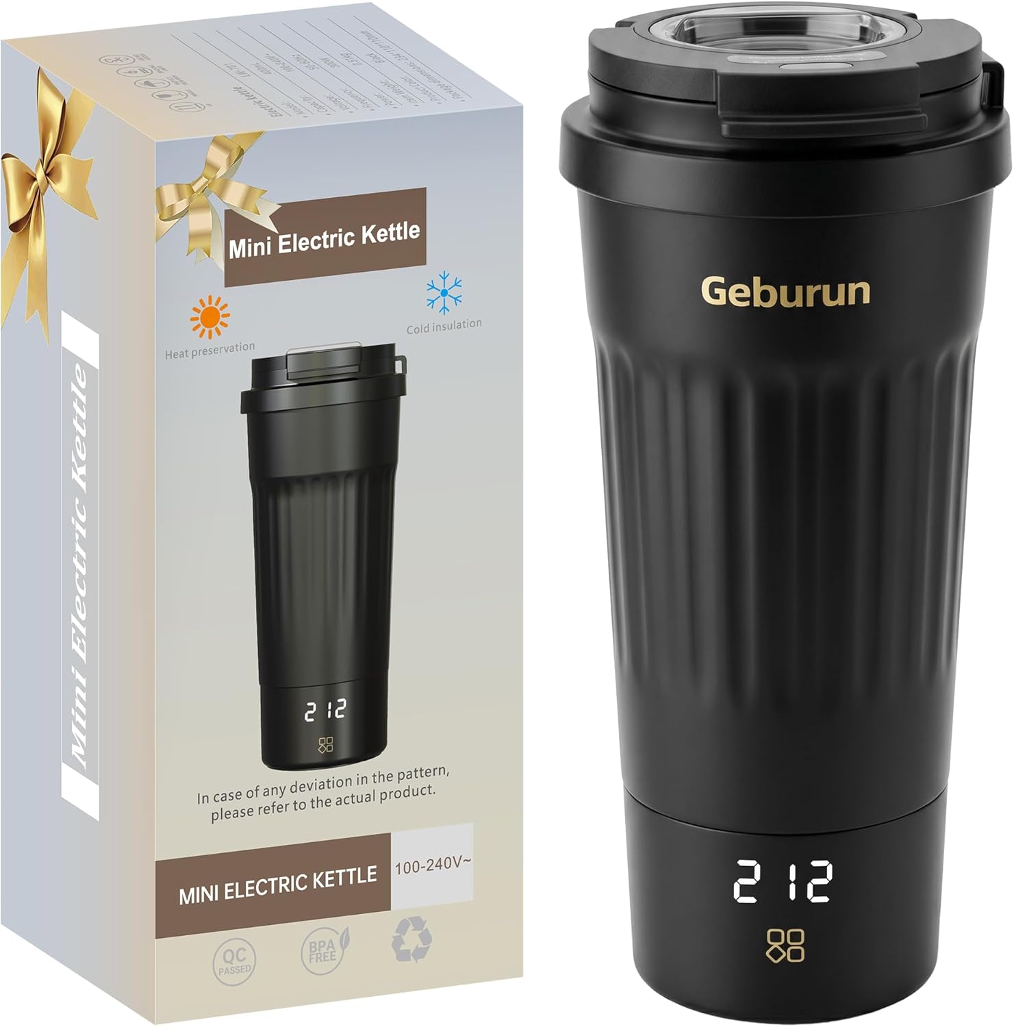 Travel Electric Kettle Portable Water Boiler, 400ml Small Tea Maker with 6 Temp Settings LCD Display, 316 Stainless Steel Vacuum Insulated Tumbler, 100V-240V, Gifts for Men Women