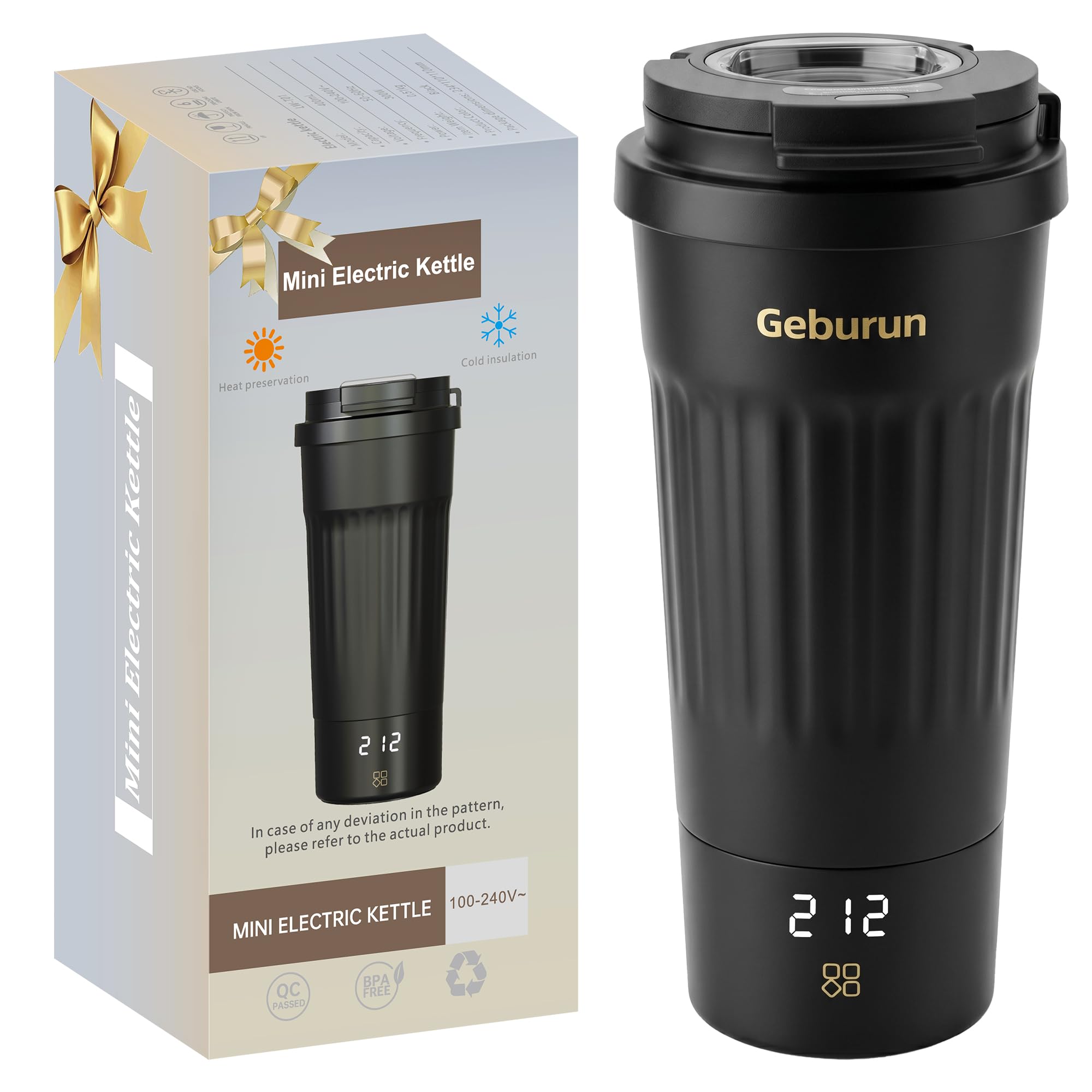 Bouilloire électrique de voyage portable 400ml en acier inoxydable 316 avec écran LCD