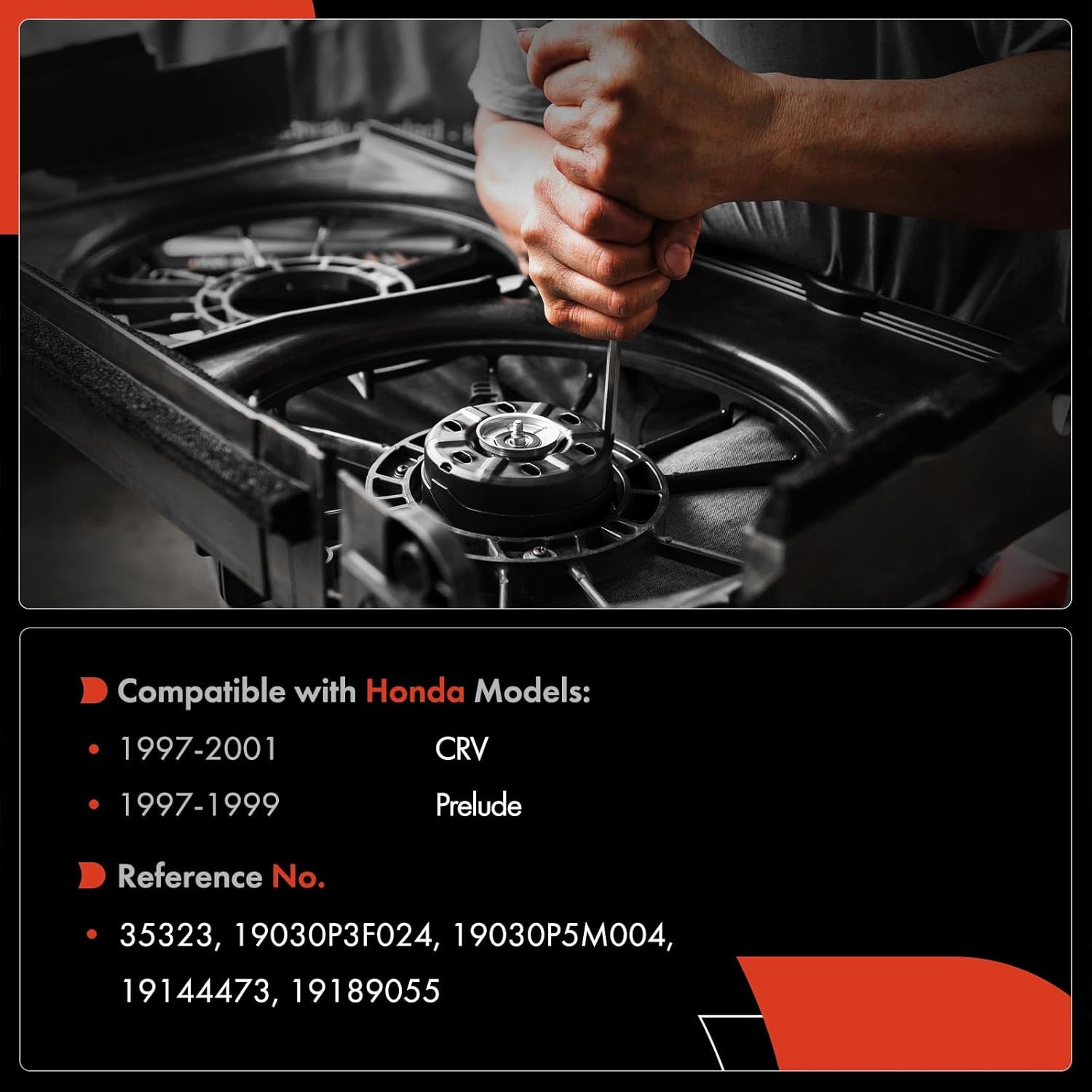 A-Premium Left Radiator Fan Motor Compatible with Honda CRV 1997-2001, Prelude 1997-1999