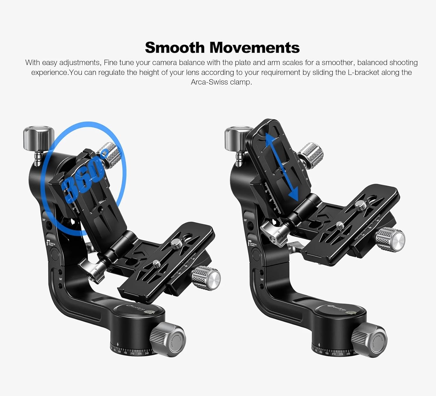 Leofoto PG-2S Portable Folding Gimbal Head, Mini Professional Tripod Head with 360° Pan & Height Adjustable Platform, 15kg/33lb Capacity, CNC Machined for Birding, Sports & Outdoor Photography
