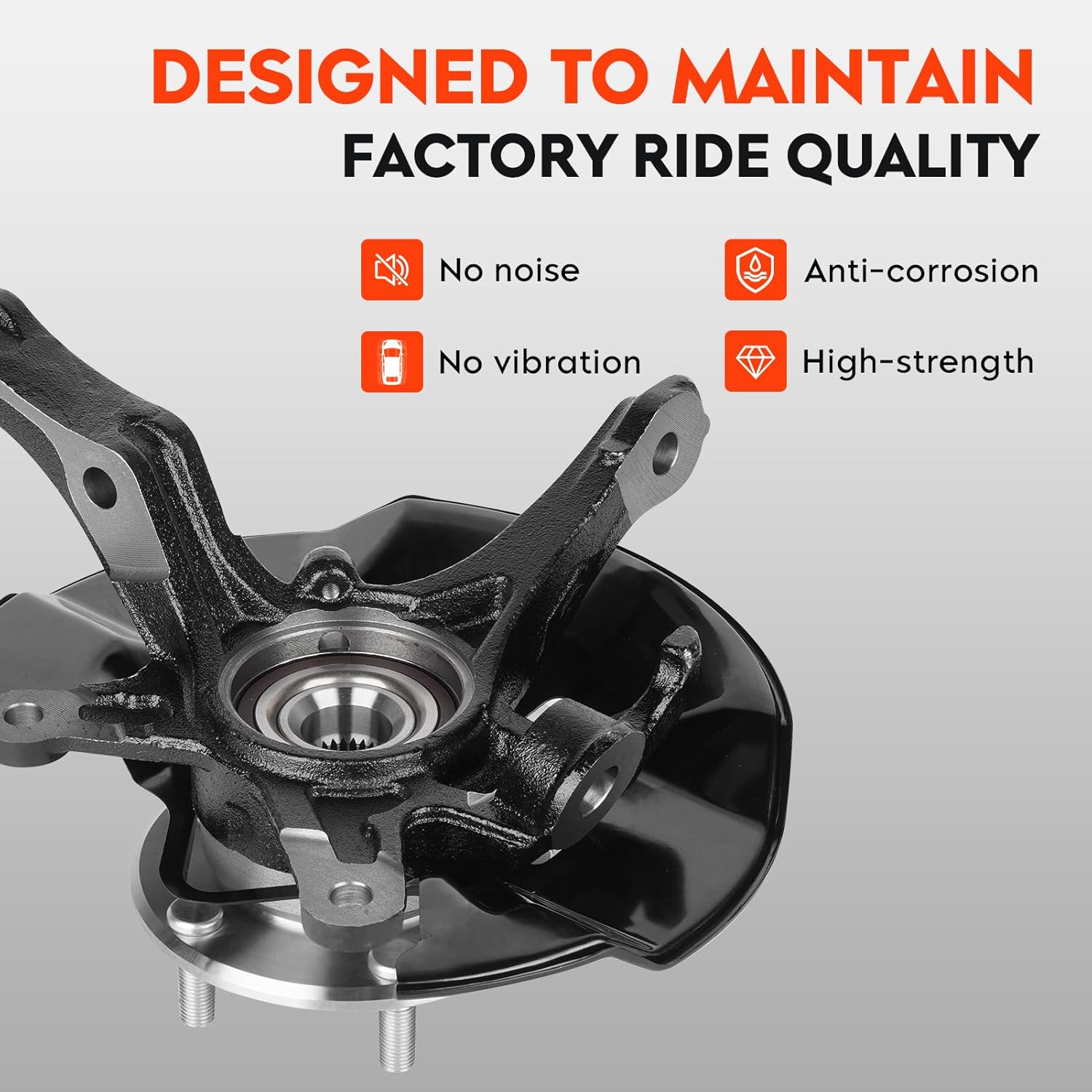 Front Right Steering Knuckle & Wheel Bearing Hub Assembly for Honda Civic 2012 1.5L 1.8L L4, LK097, 51216-TR3-Y00, 51216-TR0-A00, Passenger Side