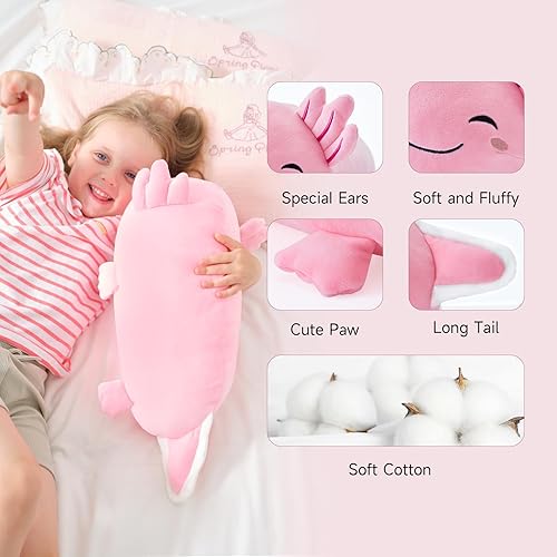 Miniatura 3 de Axolotl - Peluche de animal de peluche suave de 19 pulgadas, linda almohada de felpa de ajolote kawaii, regalo para niños y niñas, cumpleaños,