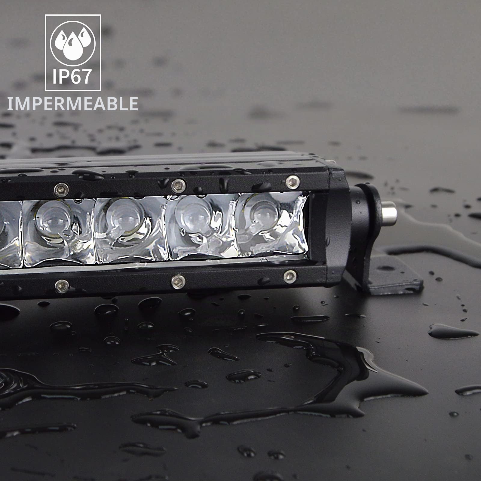 RIGIDON 32 Pulgadas 80cm 150W Foco Barra de luz led y 12V cableado Kit | faro de largo alcance, unica fila, barras luminosas, para off road camión coche ATV 4x4 todoterreno barco, lámpara de trabajo