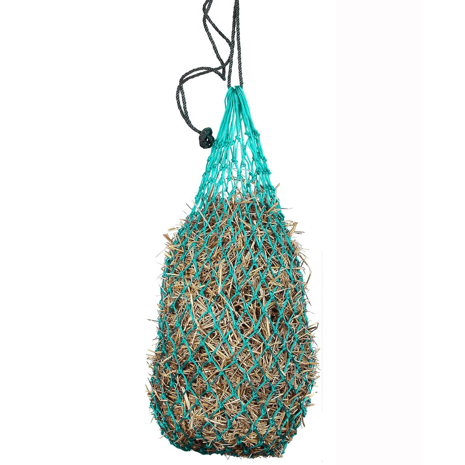 Red de Heno Caballos, Portátil Bolsa Comedero Malla Estrecha Heno Pienso, Seco Bolsa Hierba forraje paja Alimentación Lenta mejora la digestión Cabras Burros Ovejas (50inch1.6",Lake blue)