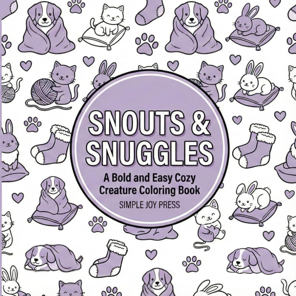 Snouts & Snuggles: A Bold and Easy Cozy Creature Coloring Book (Simple Joy: The Cozy Calm Series)