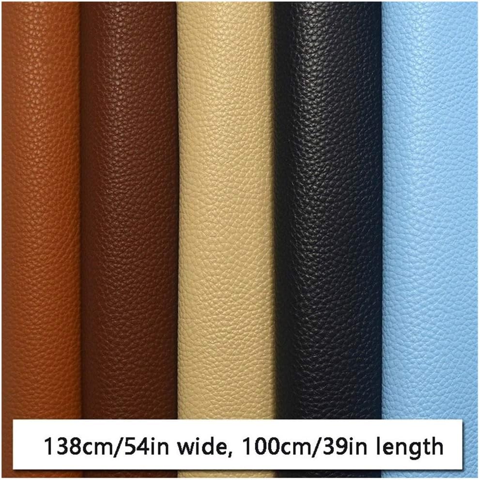 Solid Color Faux Leather Sheets Litchi Pattern Artificial Leather Fabric by The Metre 100x138cm/39''x54'' for DIY Crafts, Furniture Repair(Color:13)