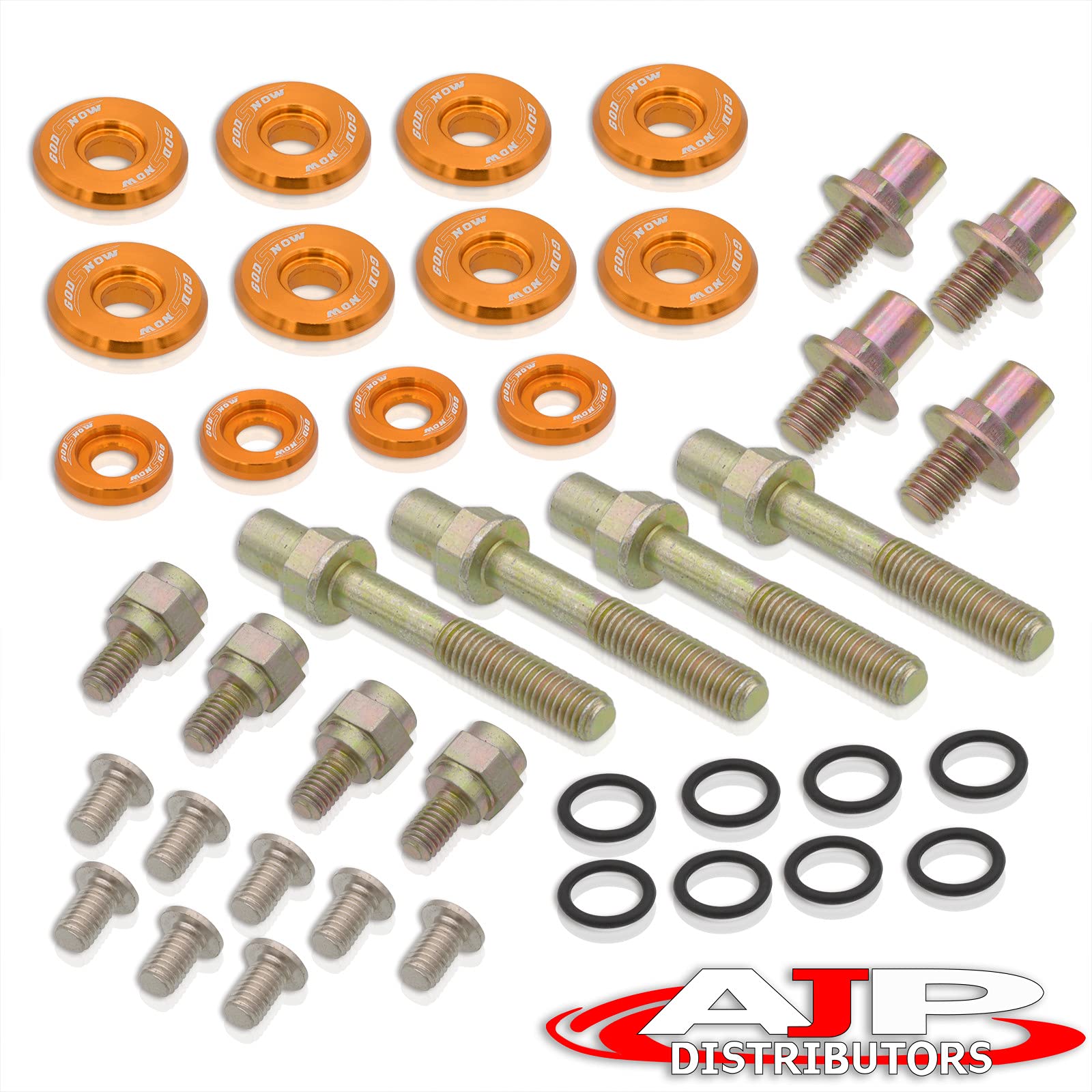 AJP Distributors JDM Low Profile Aluminum Engine Slim Valve Cover Cap Washer Bolts Hardware Dress Up Kit Gold Compatible/Replacement for Civic Integra B16 B17 B18 B Series DOHC VTEC Motor