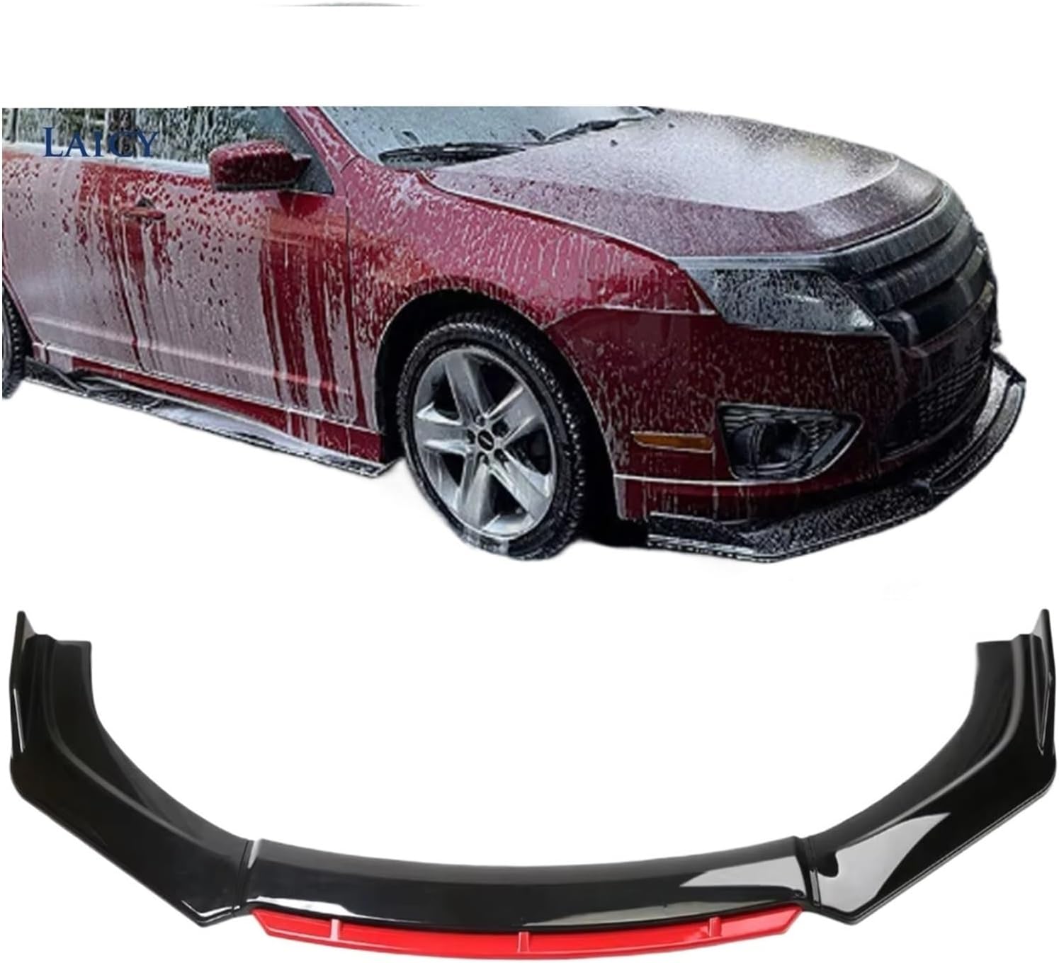 Car Front Bumper Lip Chin Spoiler Splitter Diffuser Body Kits Trim Air Dam Cover Black，Compatible With Fusion 2006-2014(Black)