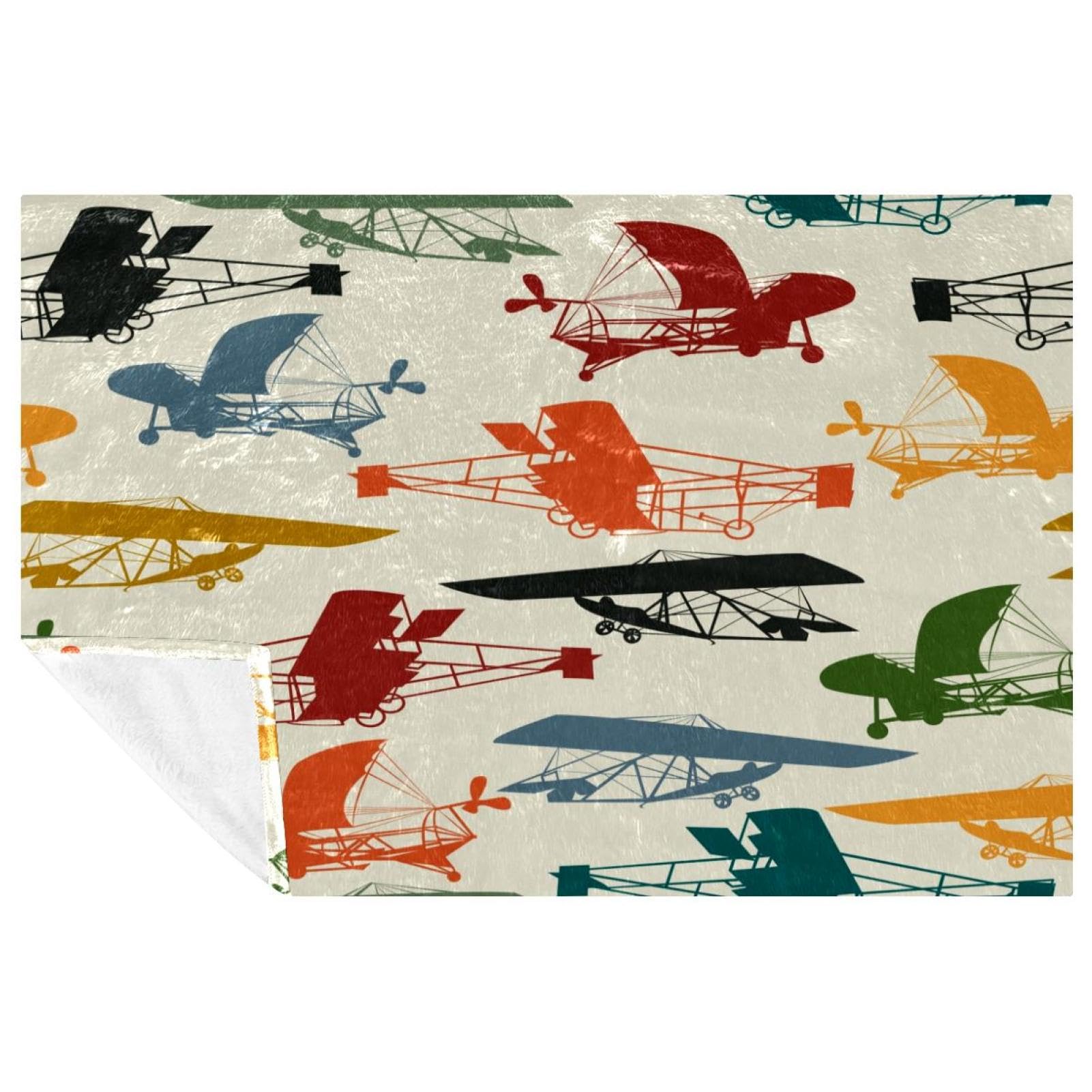 Couverture avions vintage jeté de canapé et plaid de pique-nique ou camping doux
