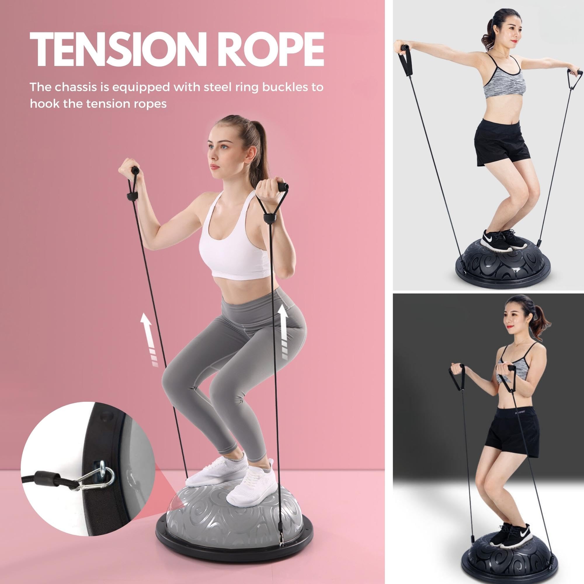 MAGIC SELECT Balance Trainingsball. Rutschfester Ball für Fitness, Yoga, Pilates, Krafttraining mit Widerstandsbändern. Halbkugelball für den Heimsport.