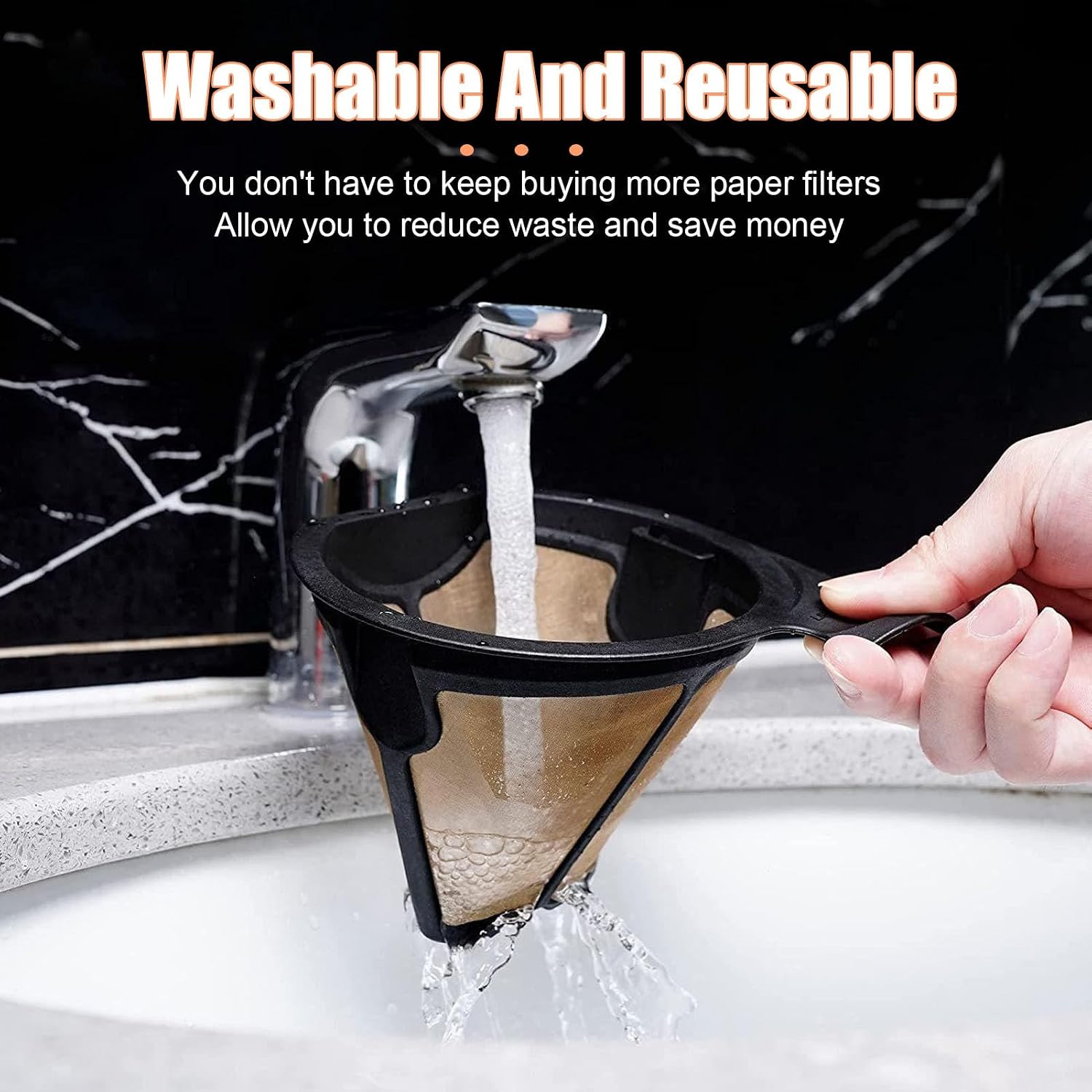 Reusable Coffee Filters, Washable Cone Coffee Filter Basket Replacement Coffee Maker Filters for CF09X CF097 CF090 CF091 Permanent Coffee Filters