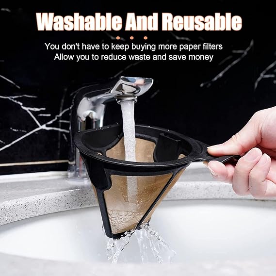 Reusable Coffee Filters, Washable Cone Coffee Filter Basket Replacement Coffee Maker Filters for CF09X CF097 CF090 CF091 Permanent Coffee Filters