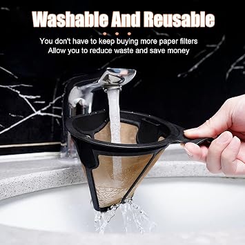 Reusable Coffee Filters, Washable Cone Coffee Filter Basket Replacement Coffee Maker Filters for CF09X CF097 CF090 CF091 Permanent Coffee Filters