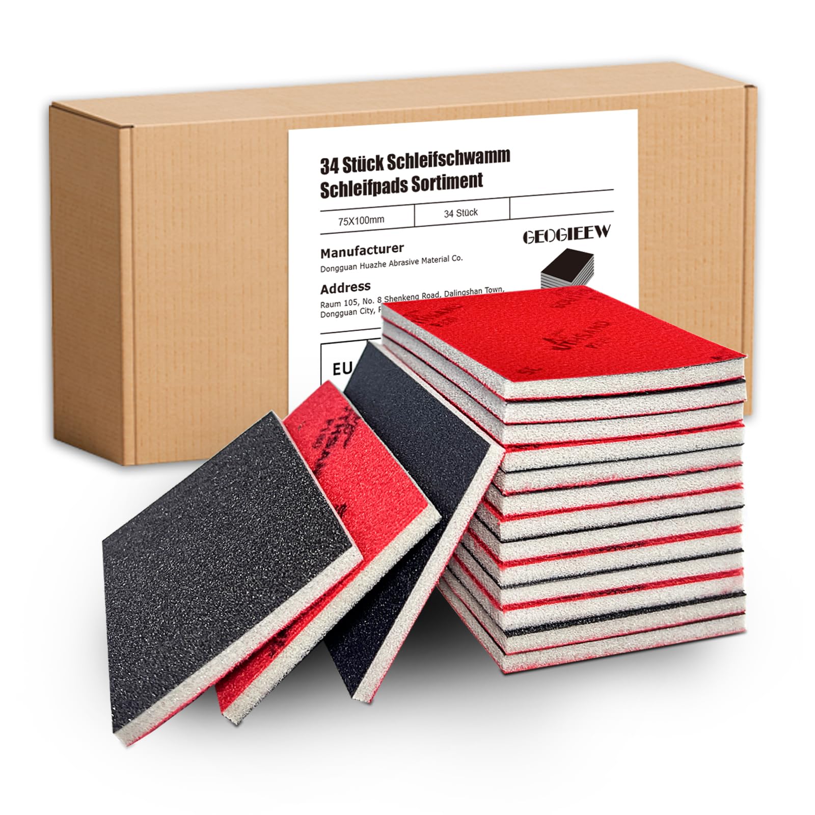 MOGRQAP Éponge De Ponçage 32PCS, Bloc De Mousse Abrasive Flexible, Grains 180/320/400/600/800/1000/2000/3000, Tampons Abrasifs Lavables Et Réutilisables Pour Bois, Métal, Meubles, Mur (70x100mm