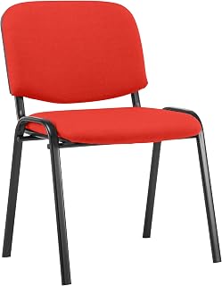 CLP Silla de Visitas Ken en Tela I Silla de Conferencias Apilable I Silla de Reuniones con Capacidad máx. 120 kg I Color:, Color:Rojo