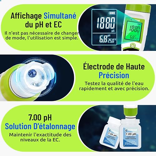 UIUZMAR pH Mètre 4 en 1 Testeur pH Piscine Électronique - 6