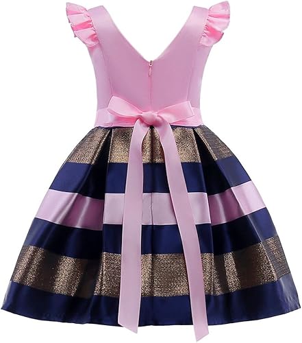 NSSMWTTC 2-10T Girls Striped Dresses Toddler Christmas Wedding Party Dress(Pink,2-3T)