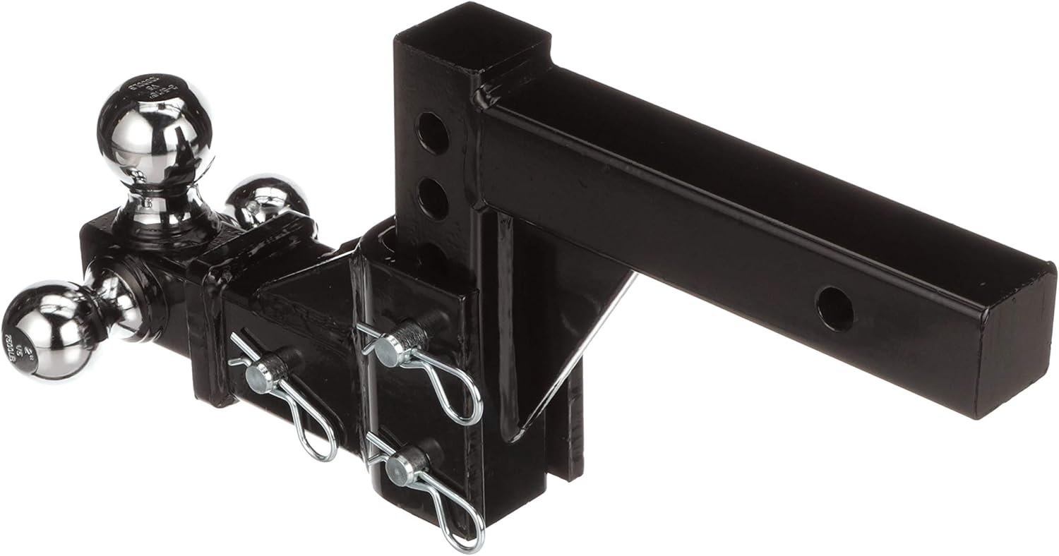 Seachoice Adjustable Trailer Hitch Drop, Tri Ball Mount Solid, 2 in. Shank, Black Finish