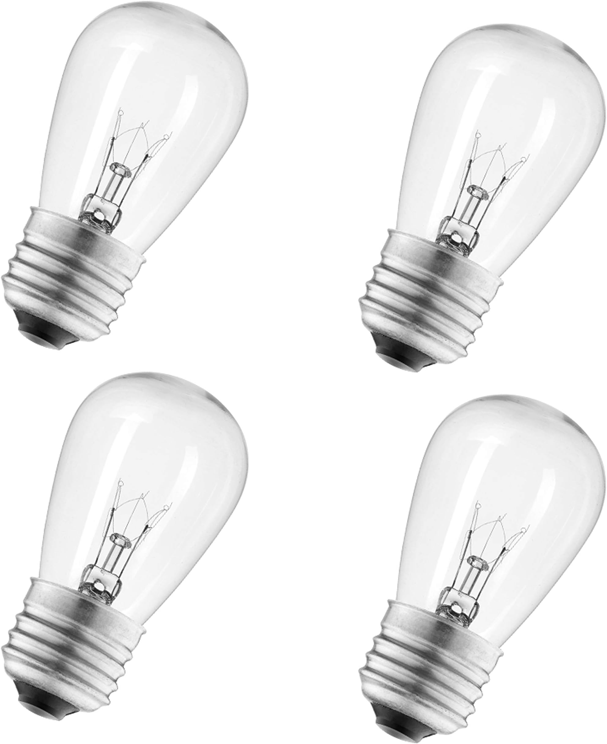 addlon Incandescent Replacement Bulbs 11W S14 4 Pack Waterproof E26 Screw Base for Outdoor Incandescent String LightsGlobal Recycled StandardGlobal Recycled StandardGlobal Recycled Standard