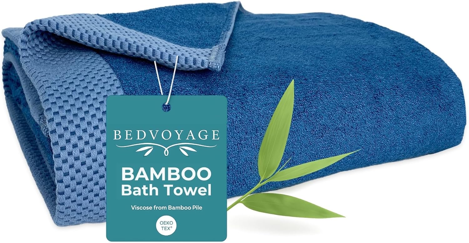 BedVoyage Luxury Bath Towel - Ultra Soft Plush Bathroom Towel - Highly Absorbent Viscose from Bamboo Bath Towels, Spa Towels for Body - Indigo