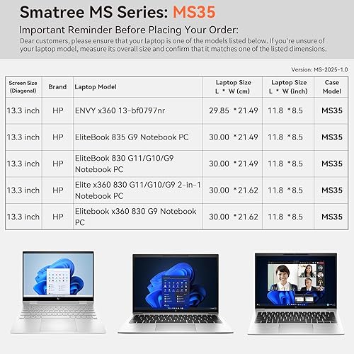 Miniatura 2 de Smatree MS35 Funda protectora dura EVA con soporte Compatible con HP Elite x360 830 de 13.3 pulgadas, para HP Envy X360 13, para EliteBook 830/835