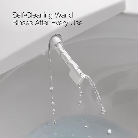 Kohler PureWash E580 Elongated Bidet Toilet Seat, White, Quiet-Close Lid Prevents Slamming, Self-Cleaning Wand, Adjustable Water Pressure with Multiple Cleansing Options