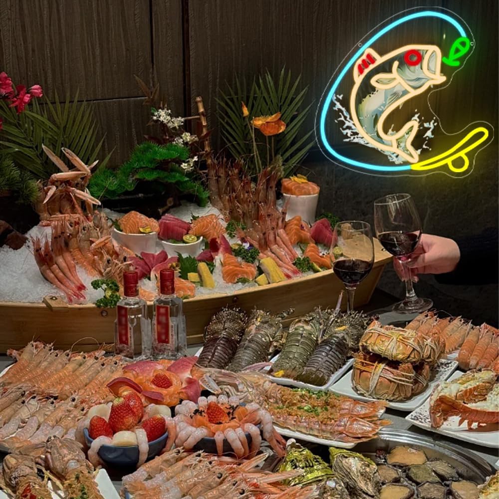 Fishing Neon Sign, Gone Fishing Led Neon Sign Light for Wall Decor Fish Hook Man Cave Light Up Sign Party Decorations for Gear Store Angler Teen Boy Dad Husband Gift Dimmable USB Powered(13.8"*10.6") - Image 6