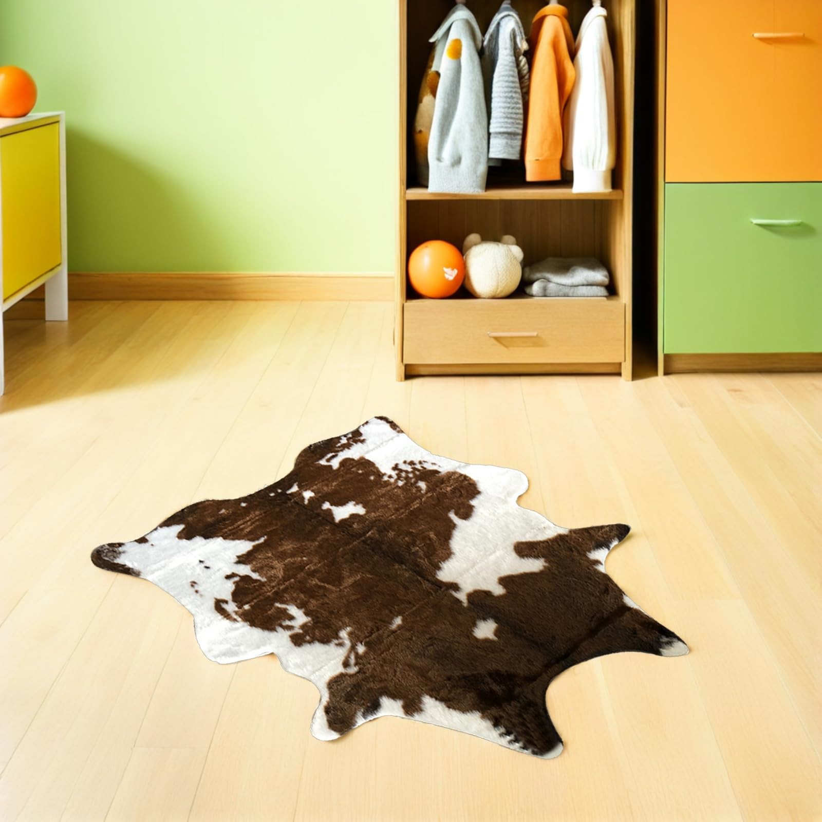 Tappeto Morbida e Riutilizzabile Effetto Mucca in Pelliccia Sintetica Decorazione Pavimento per Soggiorno e Camera da per Domestico