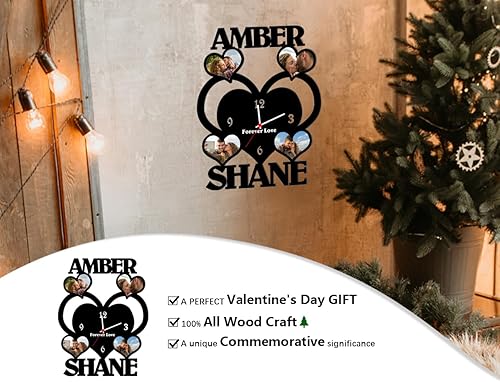 Miniatura 6 de AIFLM Reloj de madera personalizado con imagen de texto grabada con foto, relojes personalizados para paredes, reloj de fotos personalizado, regalo